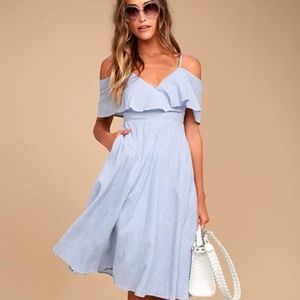 COPY - NWT Yacht Rock Striped Off-the-Shoulder Midi Dress